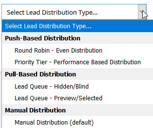 Lead Distribution Drop Down
